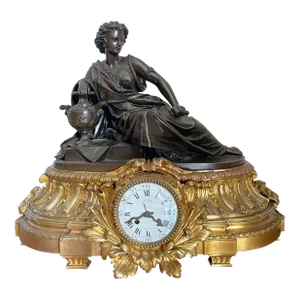 Early 19th Century French Monumental Sized Gilt Bronze Mantel Clock by Denière and Cailleaux