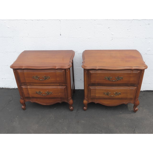 French Carved Large Nightstands Bedside End Tables a Pair 6437 For Sale - Image 11 of 14