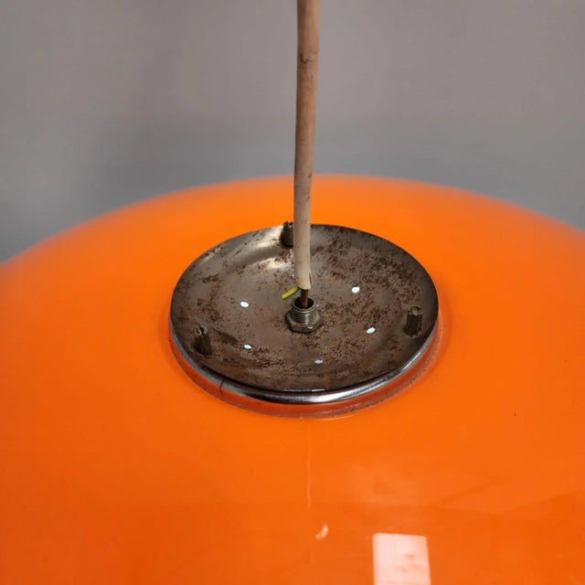 1970s Mod 3013 Hanging Light in Orange from Harvey Guzzini, 1970s For Sale - Image 5 of 8