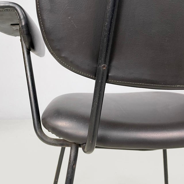 Mid-Century Modern Italian Black Faux Leather and Black Metal Armchair, 1960s For Sale - Image 18 of 18
