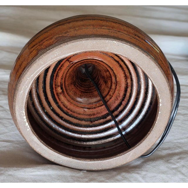 Vintage French Mid Century Brown Stoneware Studio Pottery Lamp C. 1960s For Sale - Image 13 of 16