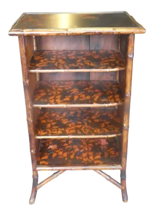 19th Century Victorian Japanned Bamboo Open Shelf Bookcase