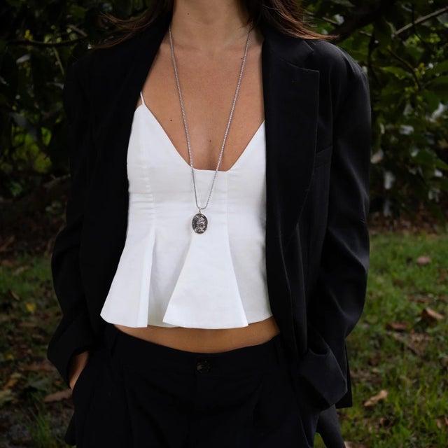 Silver Warrior Goddess Medallion Necklace For Sale - Image 11 of 12