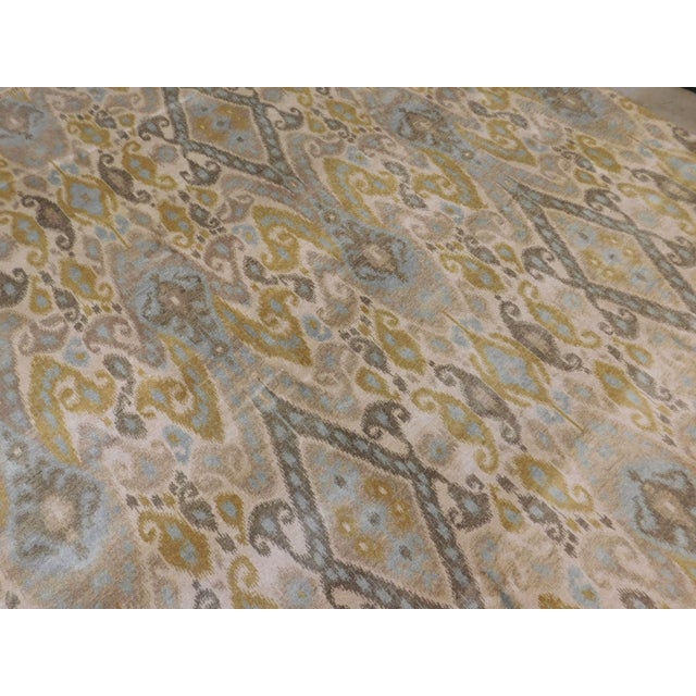Beige Hand Knotted Rug of Ikat Design in Soft Color Palette. For Sale - Image 8 of 18