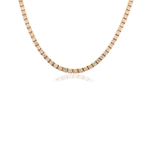 Modern 2.89 Carat Certified Diamond Single Strand Modern Necklace in 14k Yellow Gold- 16 Inches For Sale - Image 3 of 15