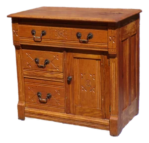 Antique Oak Chest Commode Washstand Dry Sink Country Farmhouse Cabinet