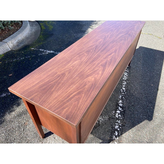 Tan Vintage Mid-Century Modern Credenza Storage File Cabinet by Alma Desk Company For Sale - Image 8 of 12