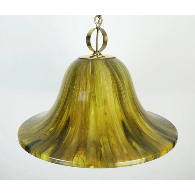 Vintage Pendant Lamp in Amber Color, Acrylic and Brass, 1970s For Sale - Image 11 of 11