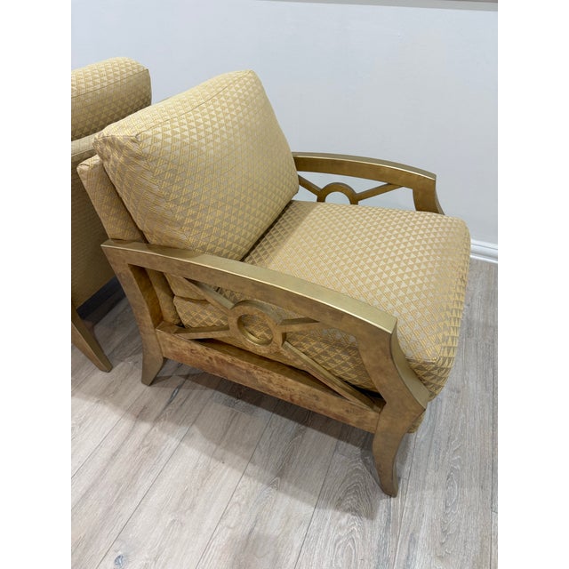 Wood Tomlinson/Erwin Lambeth-Judith Norman Collection Set of Two Armchairs in Gold Color For Sale - Image 7 of 12