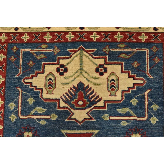 Blue Kazak Rug 3’11” X 5’11” Blue Wool Tribal Hand-Knotted Oriental Carpet For Sale - Image 8 of 12
