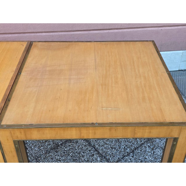 Square Maple and Brass Coffee Tables, Italy, 1980s, Set of 2 For Sale - Image 11 of 13