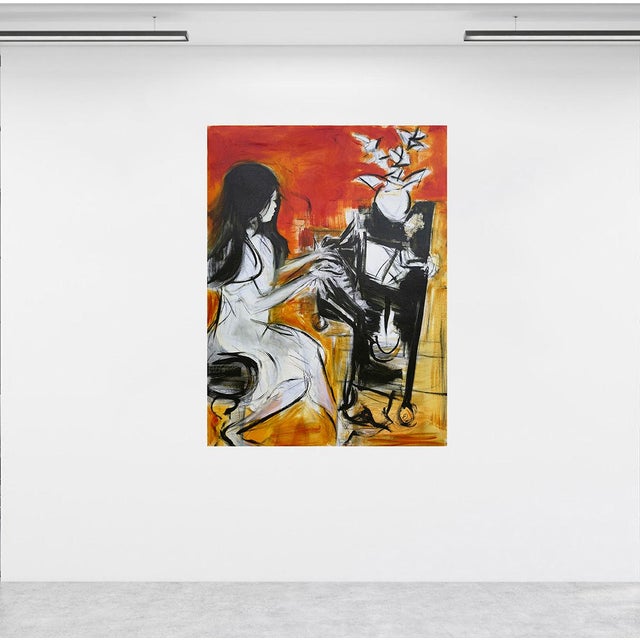 “Practice” is a contemporary abstract painting that centers on process and accumulation. Marks are left visible and...