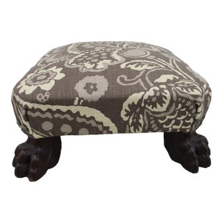 Taupe Empire Style Clawfoot Footstool For Sale
