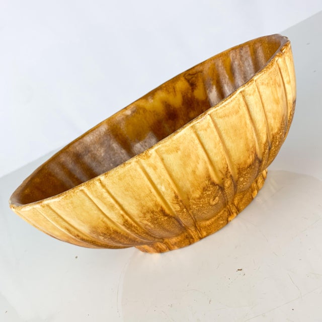 Haeger Vintage Mid Century Drippy Glaze Haeger Orange Brown Ceramic Pottery Planter For Sale - Image 4 of 9