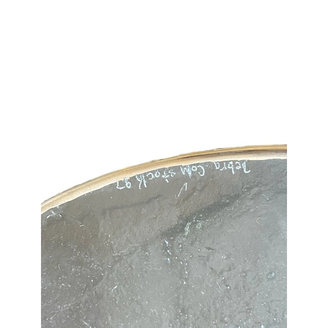 Textured Art Glass Bowl Candy Dish With Silver Trim, Signed For Sale - Image 6 of 7