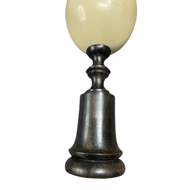 Mid-Century Modern Vintage Exotic Wood and Ostrich Egg Lamps from Maison Jansen, 1950s, Set of 2 For Sale - Image 3 of 9