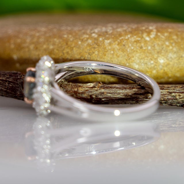 Gia Certified Alexandrite Ring With Natural Diamond Accents: Solid 14k Dual Gold, Size 6.75 For Sale - Image 9 of 10