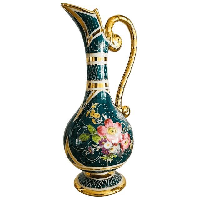 Ceramic Vintage Baroque Floral Vase by H. Bequet 1950s For Sale - Image 7 of 10