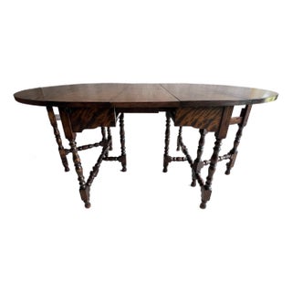 Antique 19th Century English William and Mary Oak Extendable Gate Leg Dining Table With Butterfly Leaf For Sale