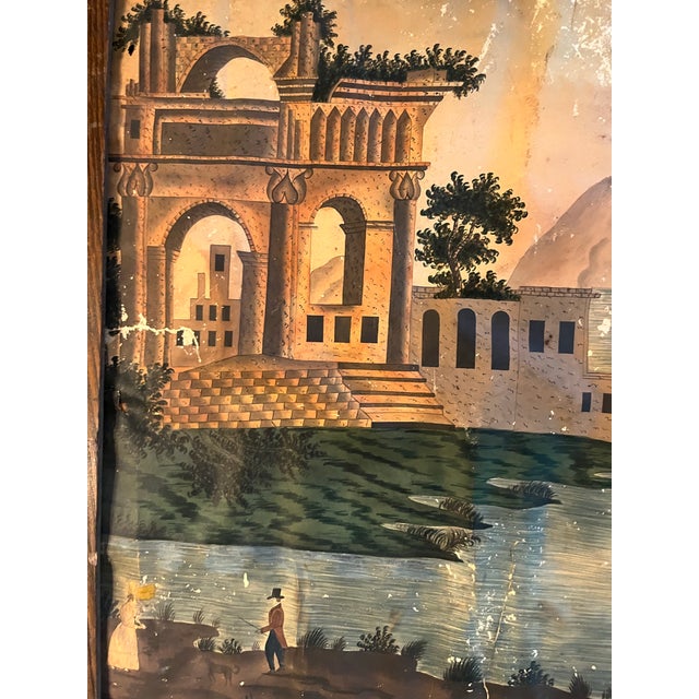 Late 19th Century 19th Century Gouache on Paper Painting of Italian Architecture $ People by a River For Sale - Image 5 of 10