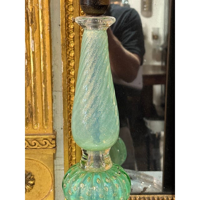 Late 20th Century Vintage Green Murano Lamp For Sale - Image 5 of 6