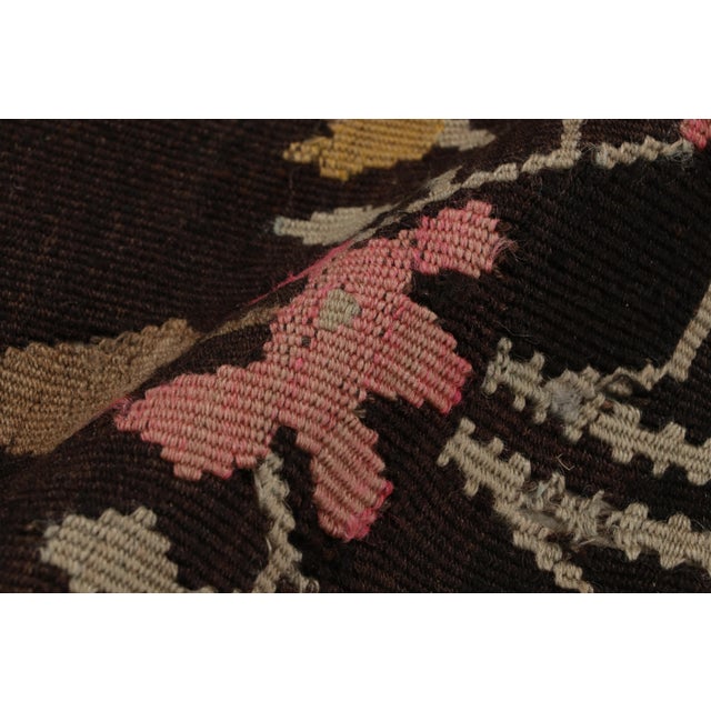 Beige Handwoven Mid-Century Vintage Bessarabian Kilim Rug in Beige Brown Floral Pattern For Sale - Image 8 of 9