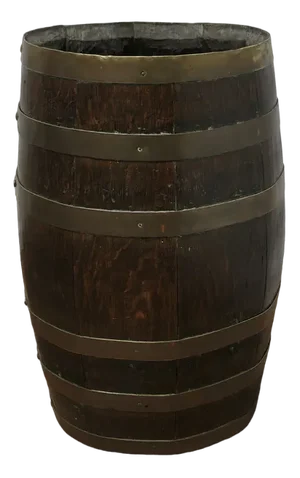 Large Brass and Oak Barrel Stick Stand