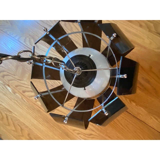 MCM Smoked Lucite Chrome Globe Pendant Light For Sale - Image 4 of 10