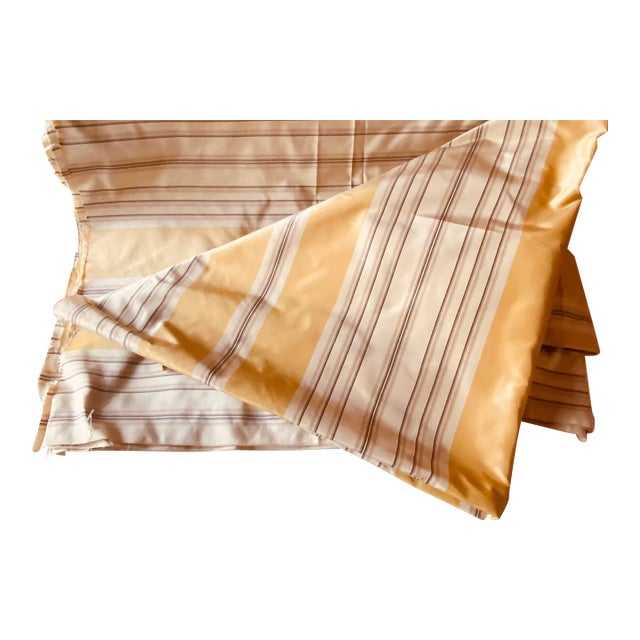 Scalamandré Silk Stripe | Café Au Lait, Warm Cream & Lemon Pinstripe | 72"w × 54"l For Sale