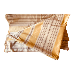 Scalamandré Silk Stripe | Café Au Lait, Warm Cream & Lemon Pinstripe | 72"w × 54"l