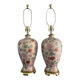 Vintage Paul Hanson French Cloisonné Table Lamps, a Pair For Sale