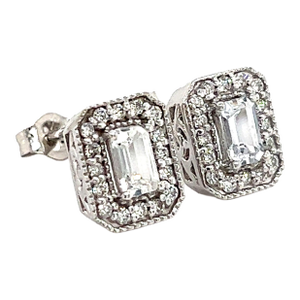 Natural Sapphire Diamond Stud Earrings 14k W Gold 0.96 TCW Certified