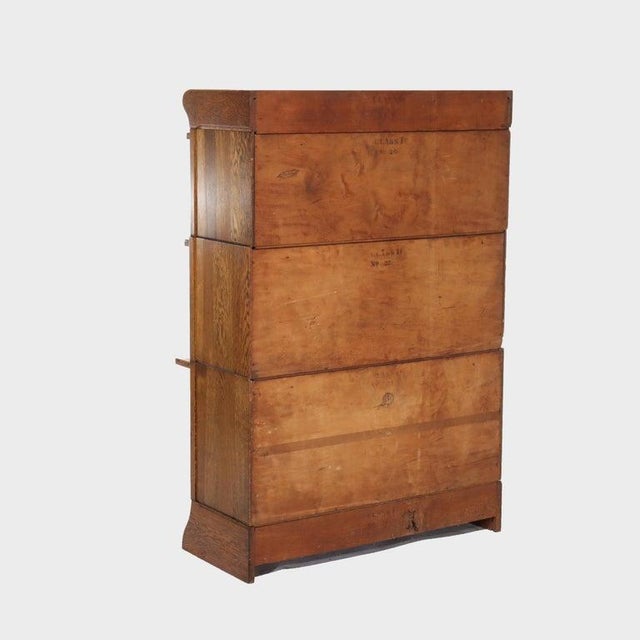 Globe Wernicke Antique Globe Wernicke School Oak Three Stack Bookcase C1920 For Sale - Image 4 of 7