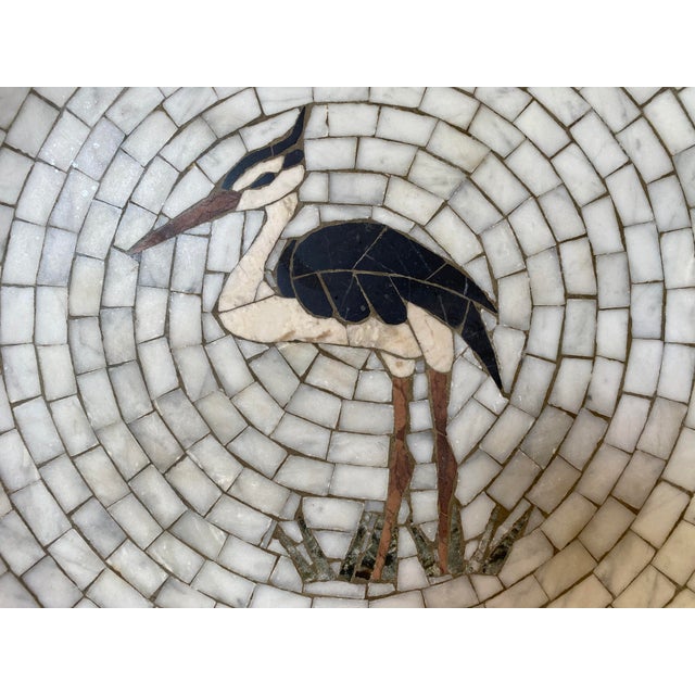 Mid-Century Modern 1950s Mid-Century Heide Mosaic of Denmark Stone Marble Mosaic Heron Plate For Sale - Image 3 of 7