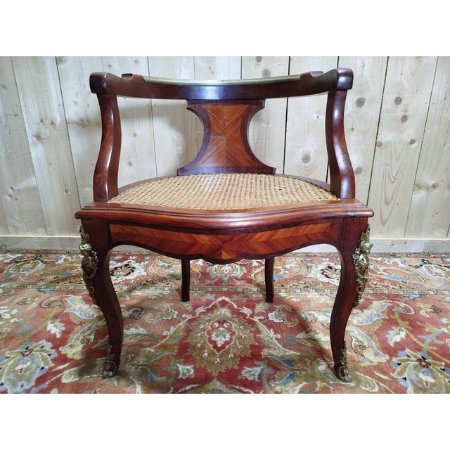 Louis XV Style Caned Office Chair For Sale - Image 4 of 8