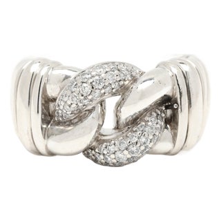 David Yurman .30ctw Diamond Belmont CurbChain Ring, Sterling Silver, Ring Size 6 For Sale