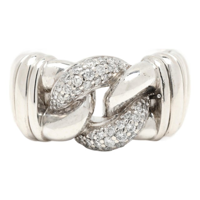 David Yurman .30ctw Diamond Belmont CurbChain Ring, Sterling Silver, Ring Size 6 For Sale