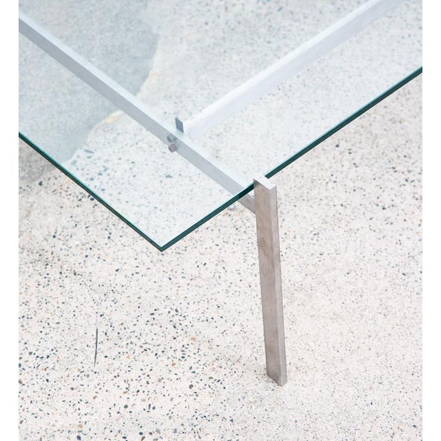Silver Mid Century Modern Coffee Table Glass Poul Kjærholm Pk61 Steel Vintage Crystal For Sale - Image 8 of 12