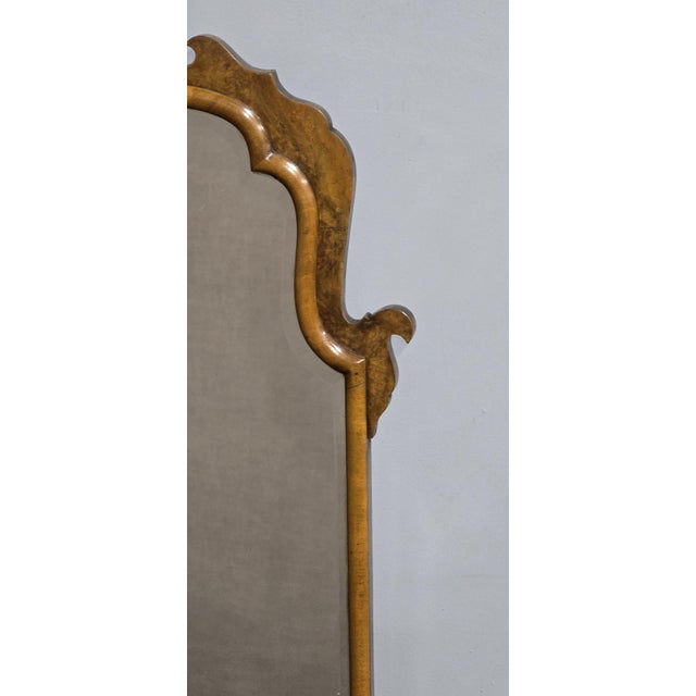 1920s Queen Anne Burr Walnut Wall Mirror, 1920 For Sale - Image 5 of 9