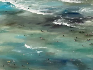 Waikiki Beach, Original Oil Painting on Canvas by Jessica Fairley
