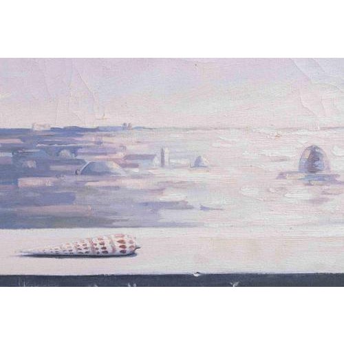 Oil on plywood realized by Gino Guida in 1980s. Hand signed lower right. Hand signed and titled on rear. Good condition,...