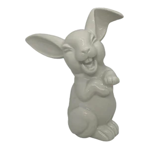 Mid 20th Century Rosenthal White Porcelain Laughing Rabbit Sculpture Figurine