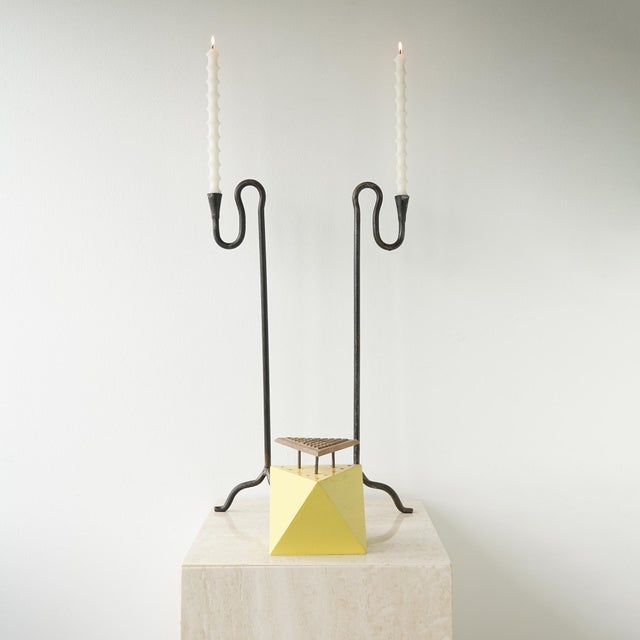 Mid 20th Century Sculptural Mid 20th Century Wrought Iron Forged Candle Holders For Sale - Image 5 of 16