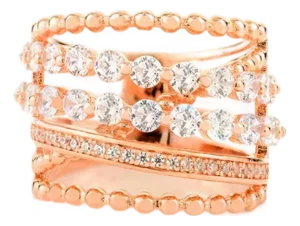 Multi Layered Cubic Zircon Chunky Wedding Ring- Size 7