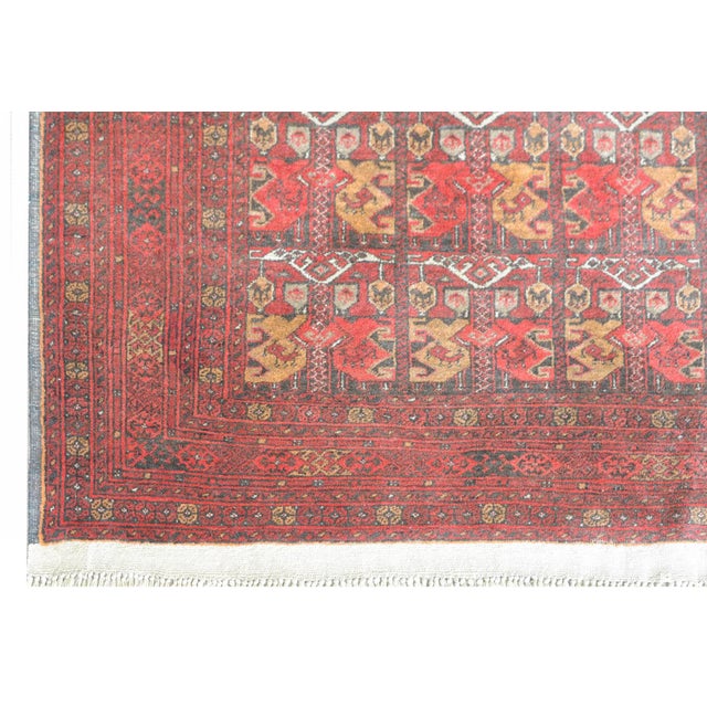 Brick Red Mid 20th Century Vintage Afghani Bashir Rug For Sale - Image 8 of 11