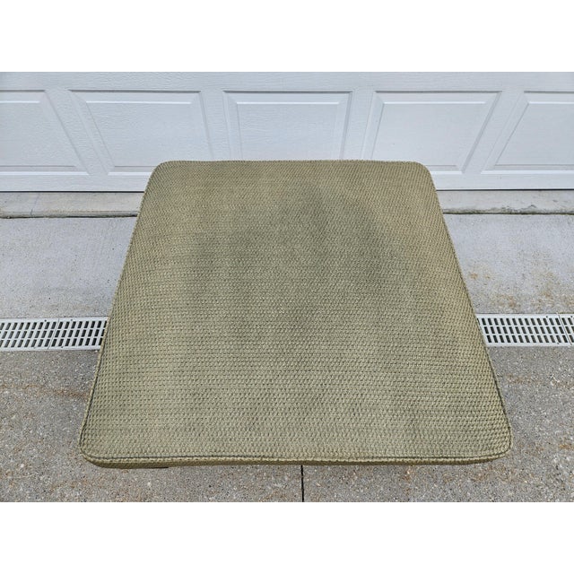 Ralph Lauren Large Square Green Upholstered Ottoman Footstool on Casters For Sale - Image 4 of 12