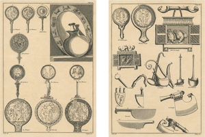 Bernard de Montfaucon, Roman Antiquities and Classical Bronze Objects, 1721, Paper Engraving, Set of 2