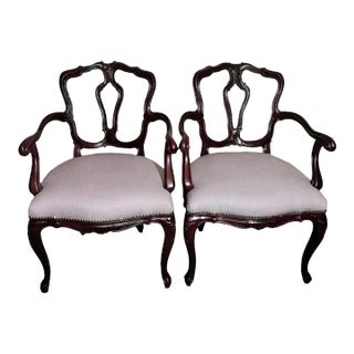 Late 19th Century Louis Philippe Style Pair of Chairs With Italian Armrests Model King For Sale
