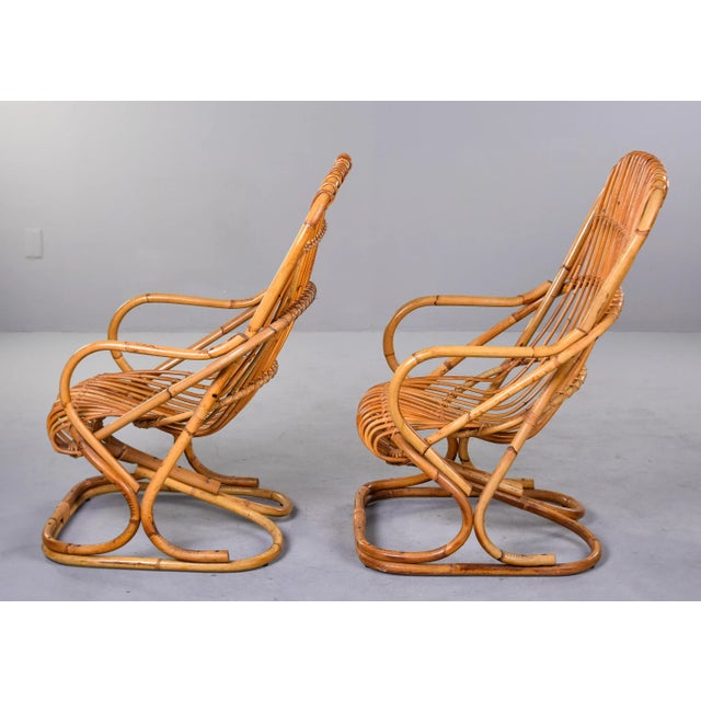 1950s Vintage Italian Tito Agnoli Rattan Chairs - Pair For Sale - Image 5 of 13