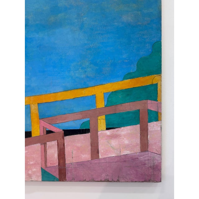 1970s Monumental Michael Decain Abstract Landscape Painting, Hockney Style For Sale - Image 10 of 14